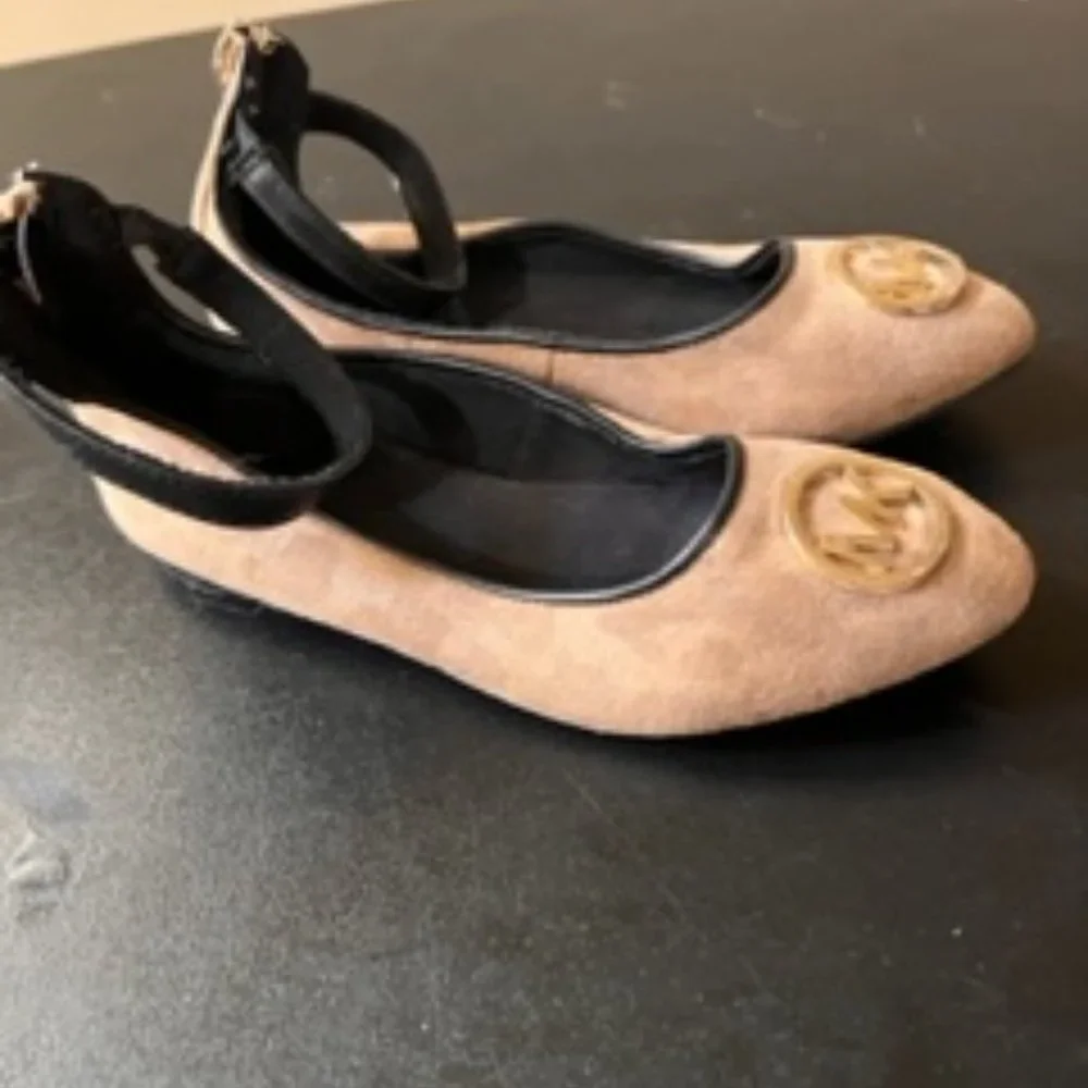 Michael Kors size 11 tan ankle strap flats